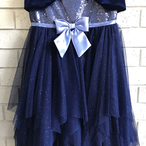 Jona Michelle Blue 2 Pc Fit & Flare Fancy Tulle Dress w/shrug Girl's Size 12 - Picture 6 of 11